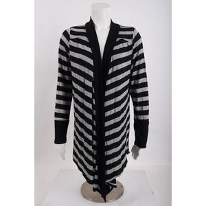 Glam Womens Black Metallic Striped Long Sleeve Cardigan Sweater Sz US Large